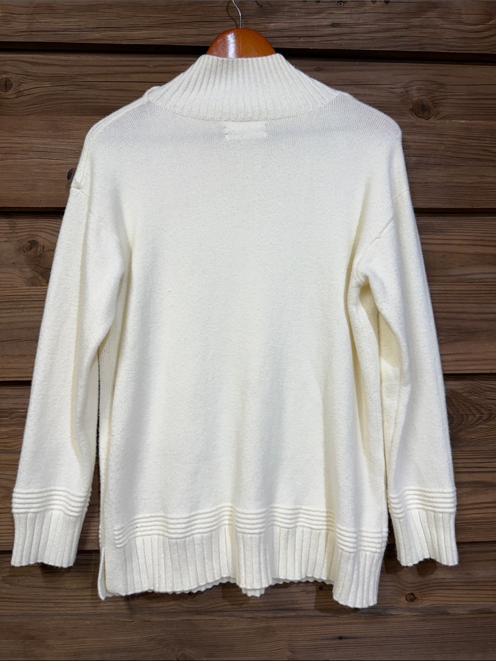 Anthropologie Ivory Button-Shoulder Mock-neck Sweater - Picture 5 of 6
